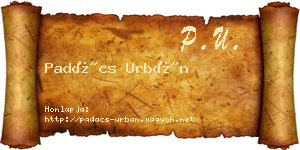 Padács Urbán névjegykártya